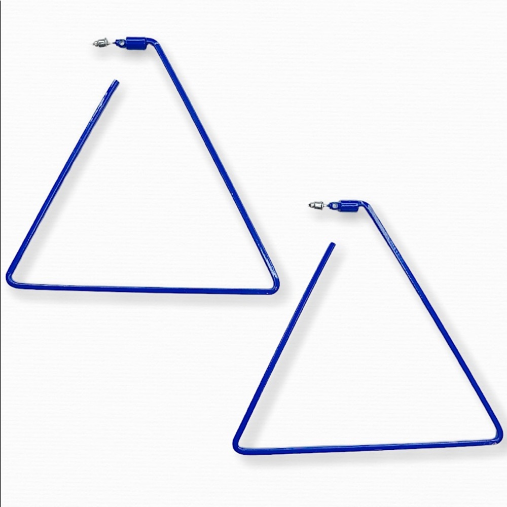 BLUE TRIANGLE OVERSIZED EARRINGS